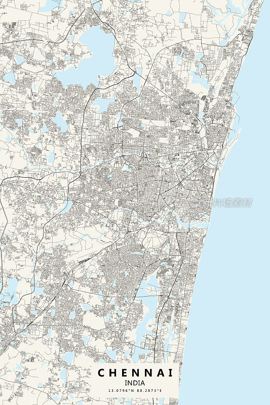 金奈，印度矢量地图