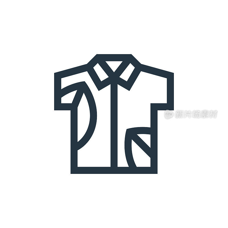 夏威夷衬衫向量图标。夏威夷衬衫可编辑的笔触。夏威夷衬衫线性符号，用于网络和移动应用程序，标志，印刷媒体。细线说明。矢量孤立轮廓绘制。