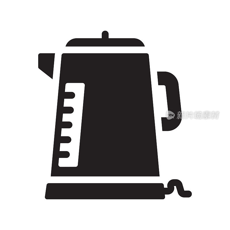 电水壶图标,矢量符号插图。