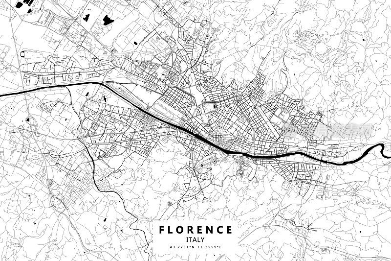 佛罗伦萨，意大利矢量地图