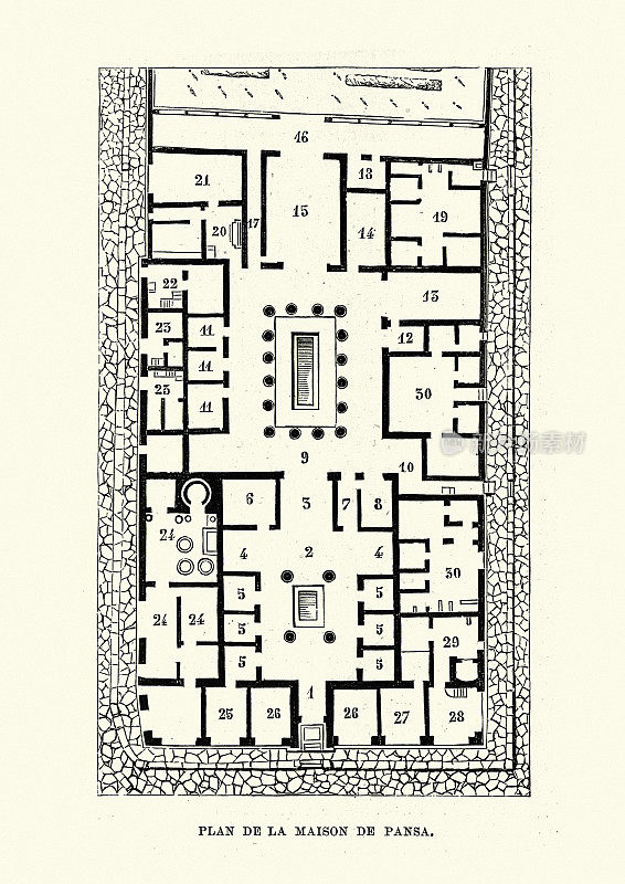 庞贝潘萨之家，一座古罗马大厦的平面图