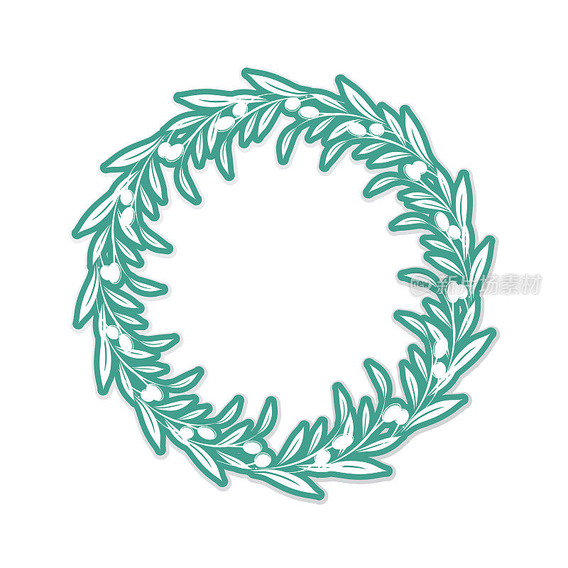橄榄花环装饰与贴纸轮廓