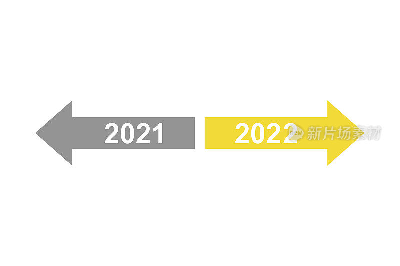 2022年旧年或新年在白色背景上