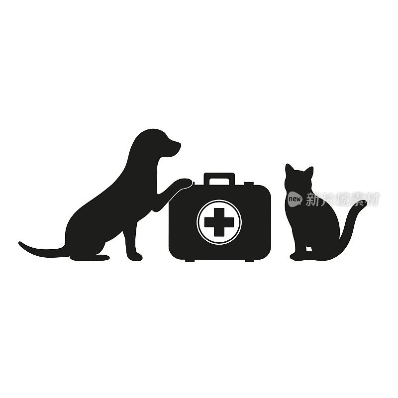插图猫狗宠物兽医诊所和收容所治疗和兽医学家养动物保健徽标