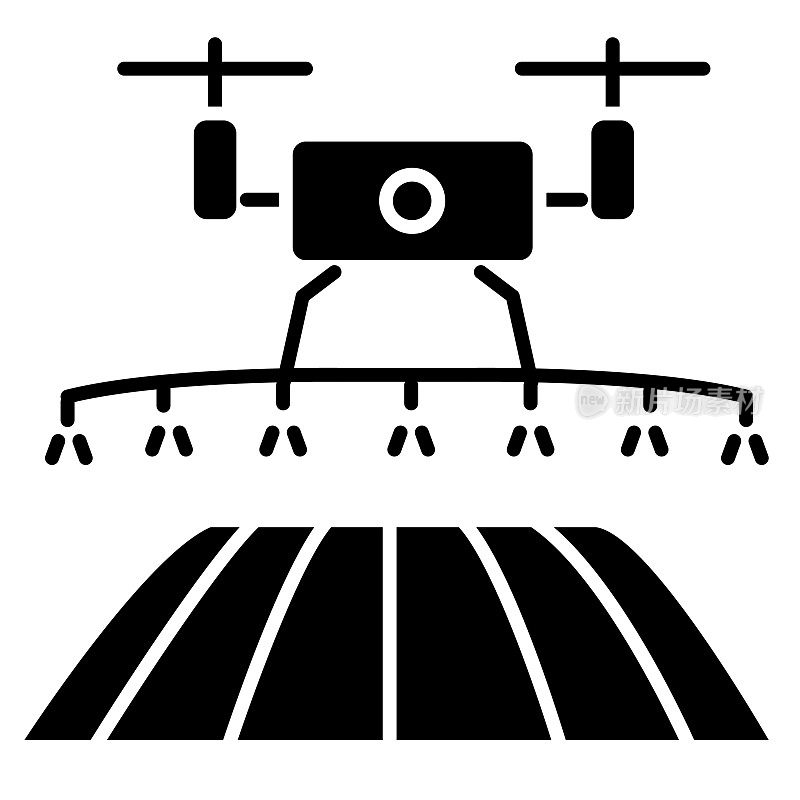 现代农场和农业无人机灌溉图标