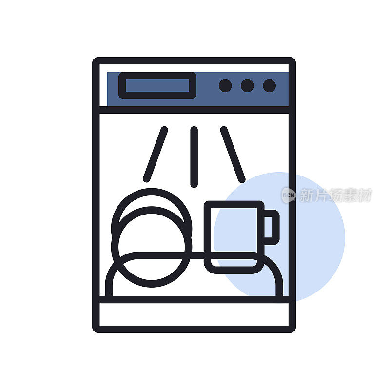 洗碗机矢量图标。电动厨房电器