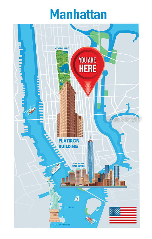 曼哈顿地图，你在这里