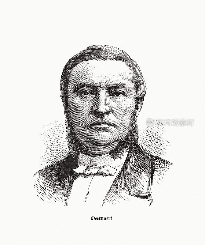 奥古斯特・贝尔纳特(1829-1912)，比利时政治家，木刻，1885年出版