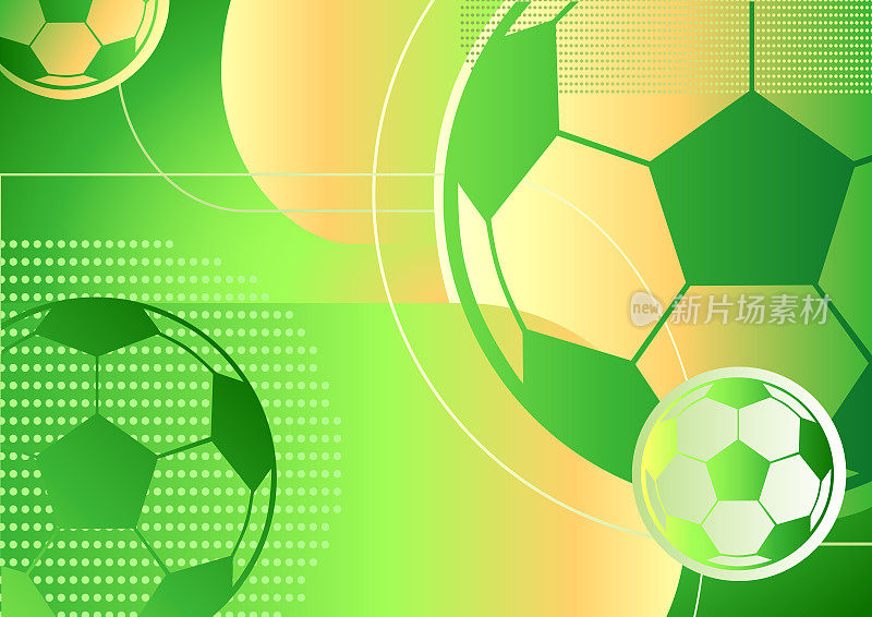 运动明亮的背景与足球和渐变的颜色。矢量图