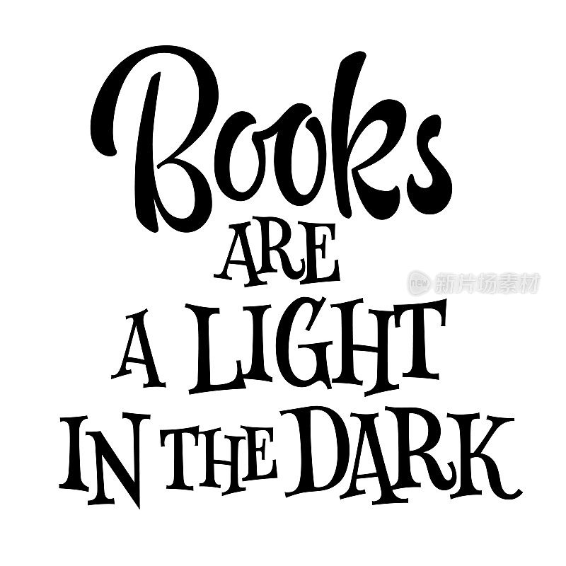 创意字体设计元素——书籍是黑暗中的一盏明灯。