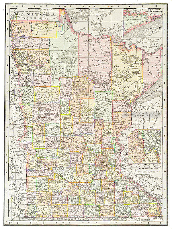 1899年美国明尼苏达州地图