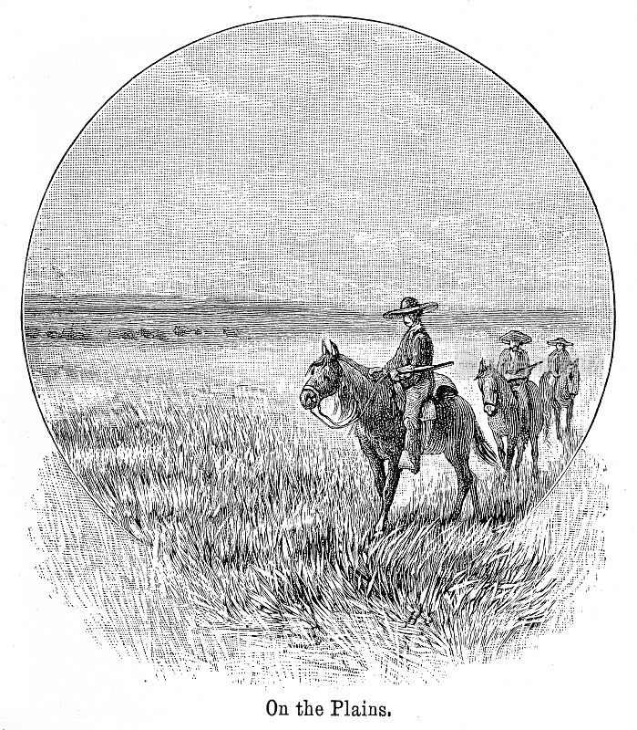 《平原上的牛仔》版画，1882年