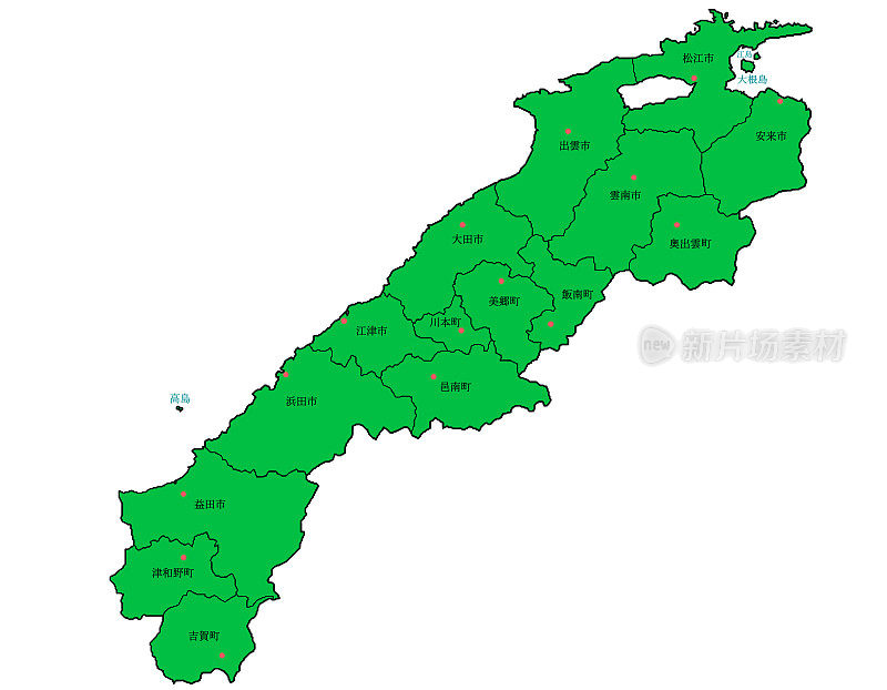 岛根地图绿色插图
