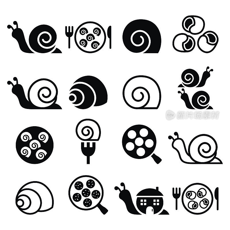 蜗牛，法国蜗牛餐-蜗牛图标集