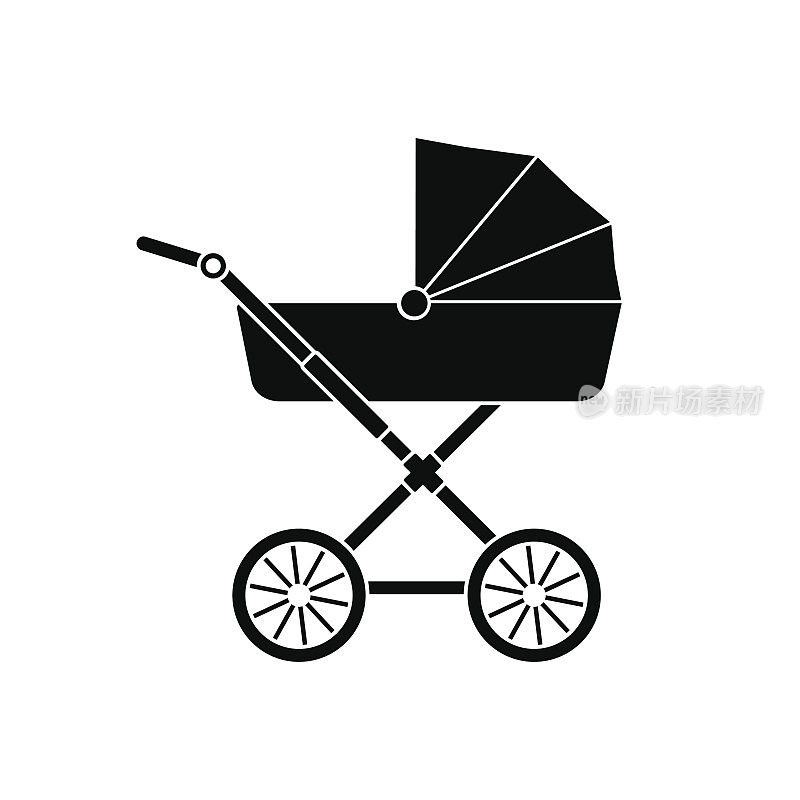 婴儿车图标。婴儿车图标剪影。向量。