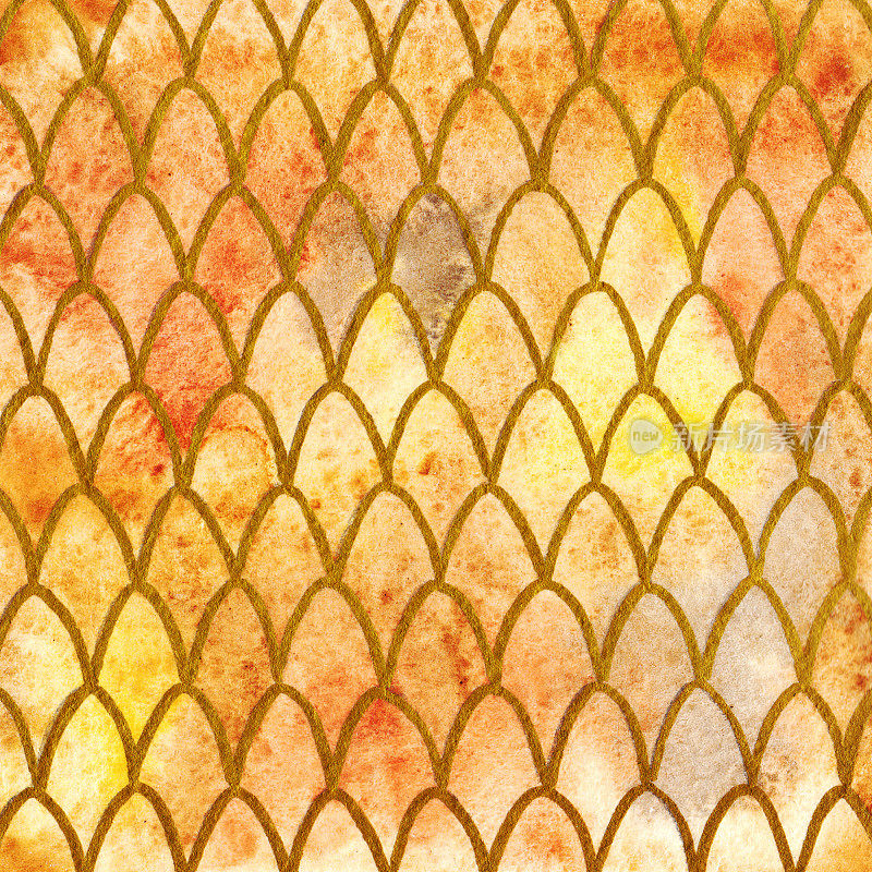 龙皮鳞片黄橙金色花纹纹理背景