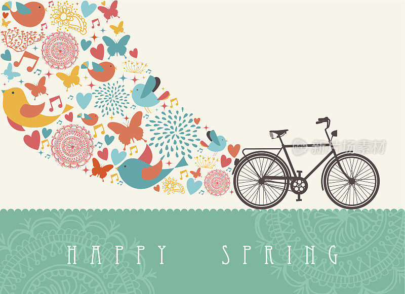 春天的自行车概念