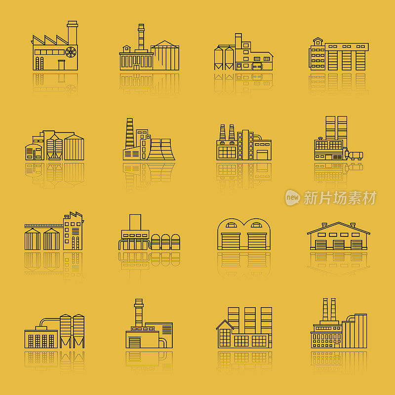 建造工厂轮廓图标集