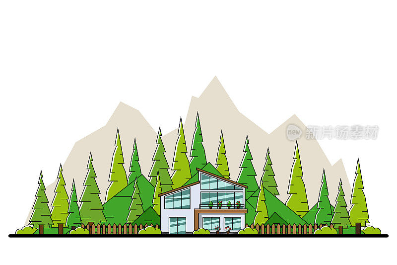 森林的房子的概念
