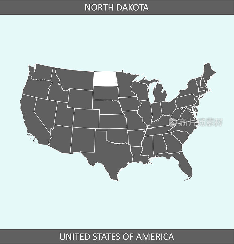 北达科他地图勾勒美国