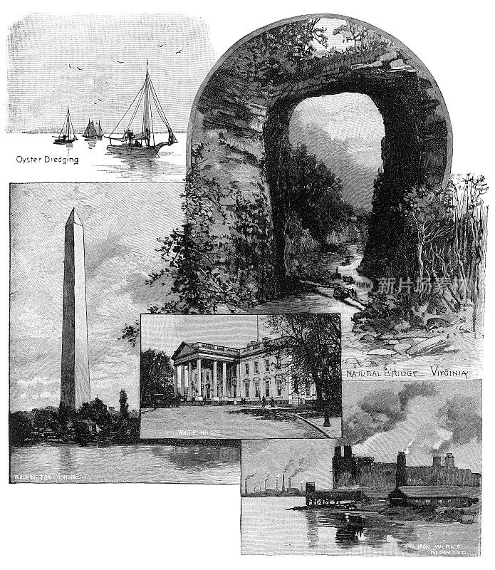 美国场景雕刻1899年