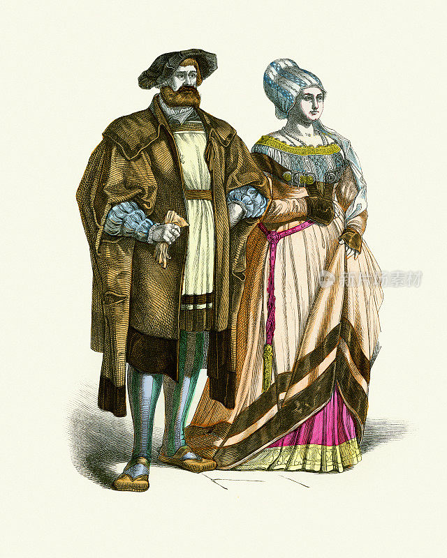 德国贵族，贵族，16世纪的时尚，男人和女人