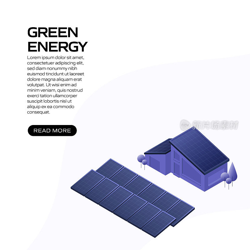 绿色能源概念矢量插图用于网站横幅，广告和营销材料，在线广告，商业展示等。