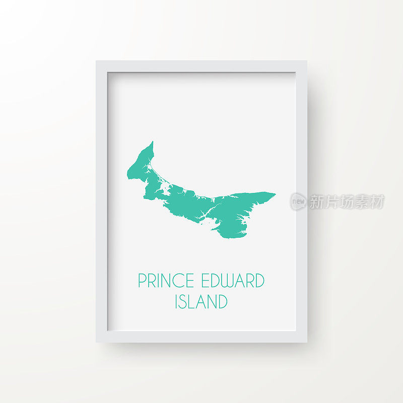 爱德华王子岛地图在一个框架上的白色背景