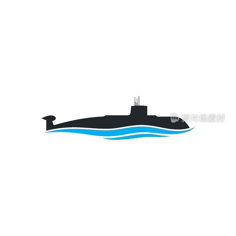 军用潜艇标志矢量图标插图