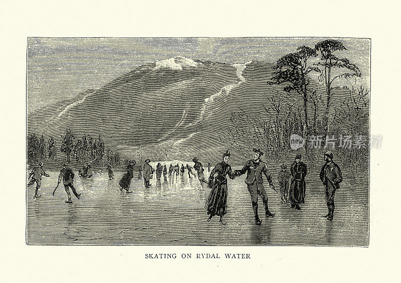 在Rydal水上滑冰，19世纪