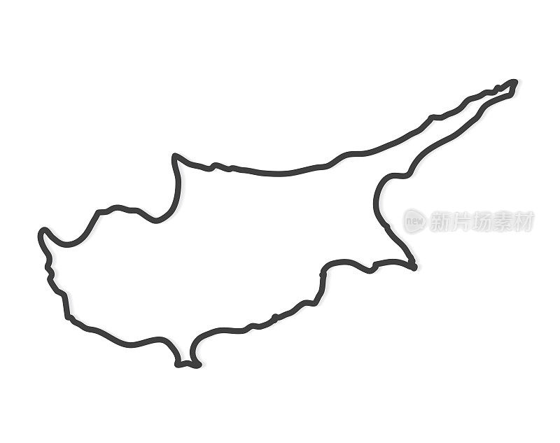 塞浦路斯地图的黑色轮廓