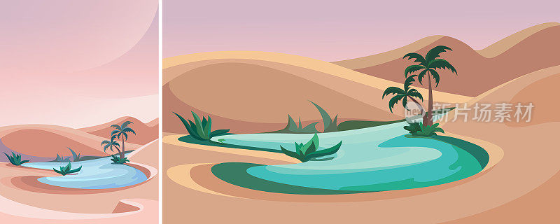 沙漠中的湖泊。