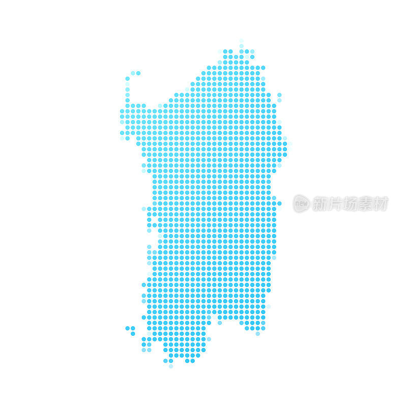 撒丁岛地图，白底蓝点