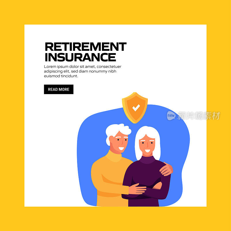 退休保险概念矢量插图网站横幅，广告和营销材料，在线广告，社交媒体营销等。