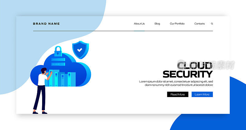 云安全概念矢量插图登陆页模板，网站横幅，广告和营销材料，在线广告，业务演示等。