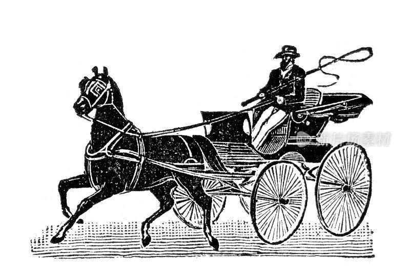 男人驾着马车1897年