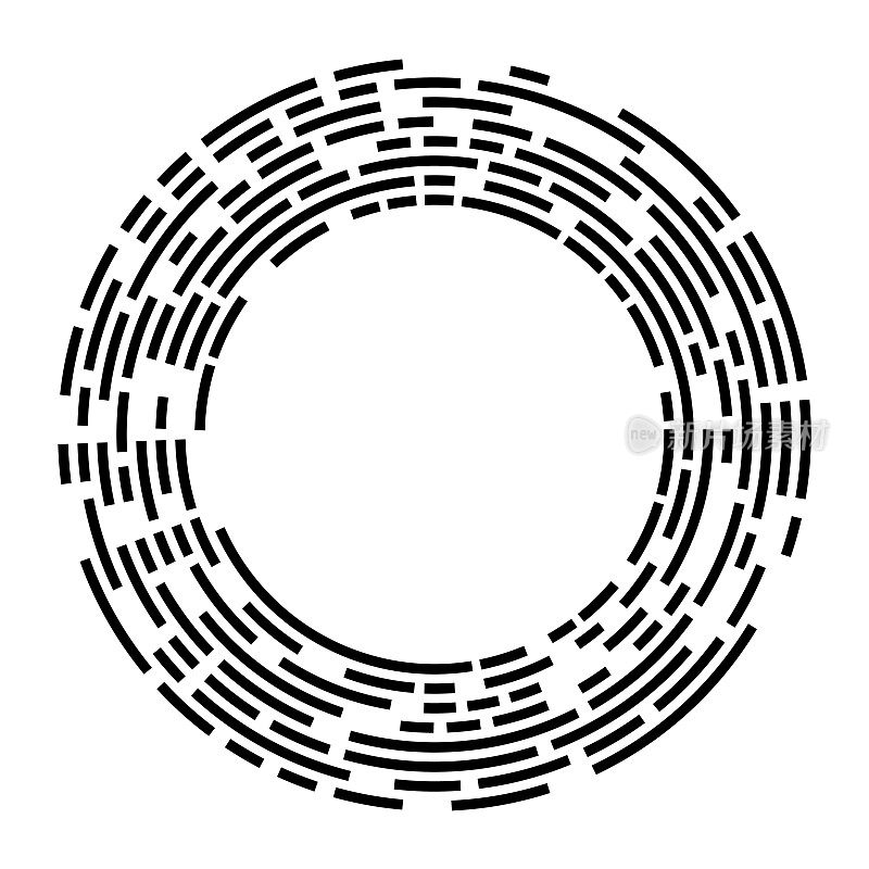 环绕拷贝空间的同心圆轨道数字线。在白色的。