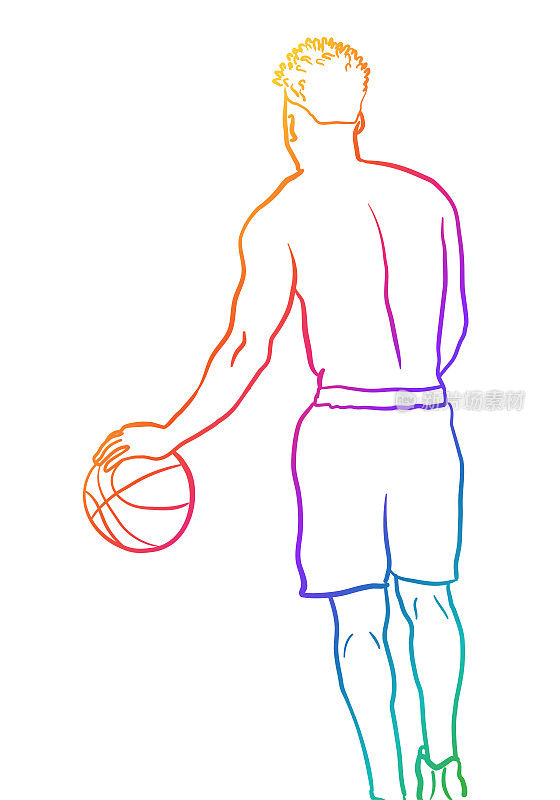 篮球运动员后视图彩虹