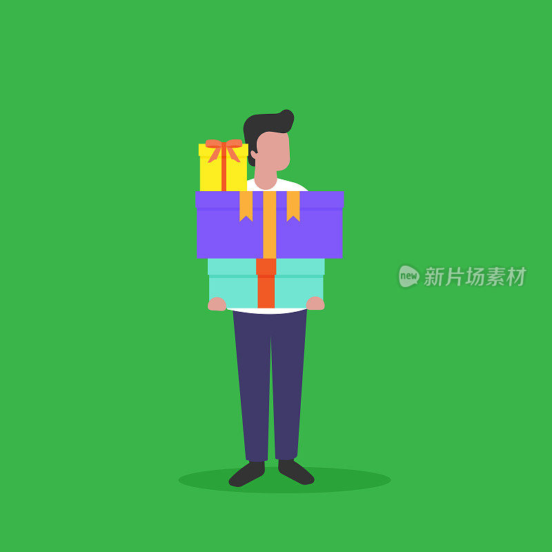 男人拿着一个巨大的礼品盒