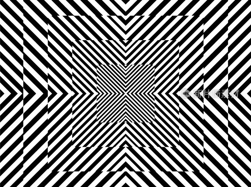 矢量黑白条纹,三维几何背景,设计艺术,迷幻形状,方形设计,视觉错觉