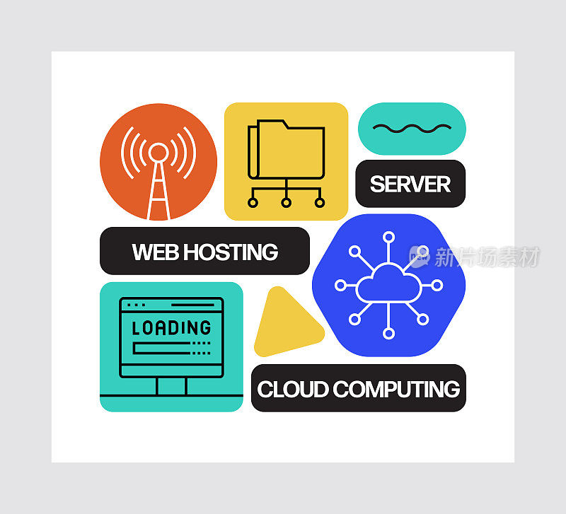 网站托管概念，线条风格矢量插图