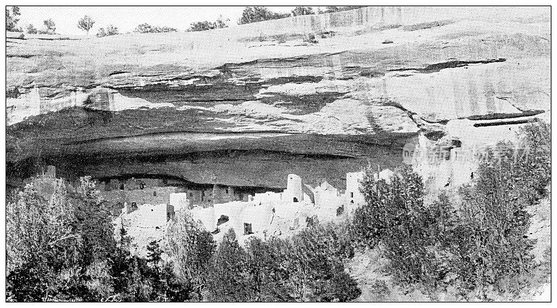 大峡谷的古董旅行照片:悬崖住宅