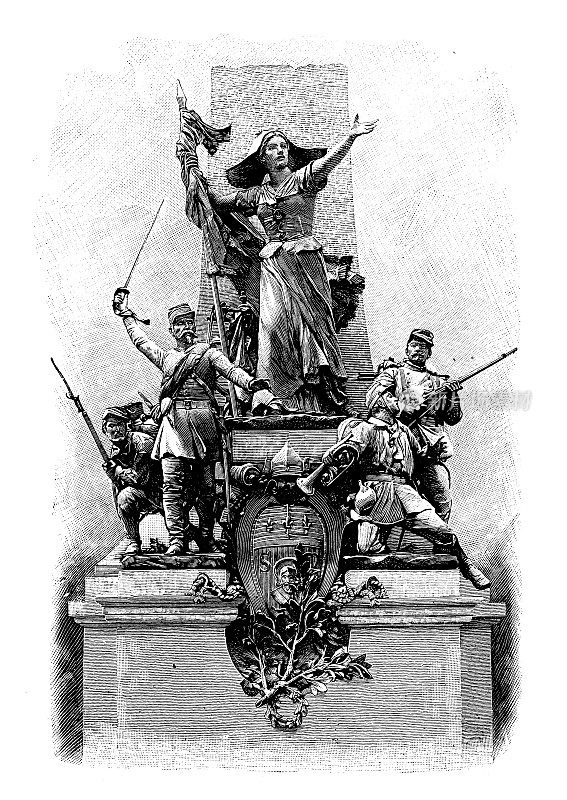 古董插图:利摩日，上维也纳移动纪念碑