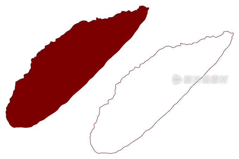 海雀岛(大不列颠及北爱尔兰联合王国，威尔士，安格尔西岛)地图矢量插图，潦草草图普里斯索姆岛或伊尼斯Seiriol地图