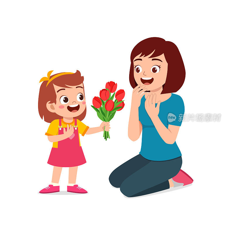 小孩给妈妈一朵花