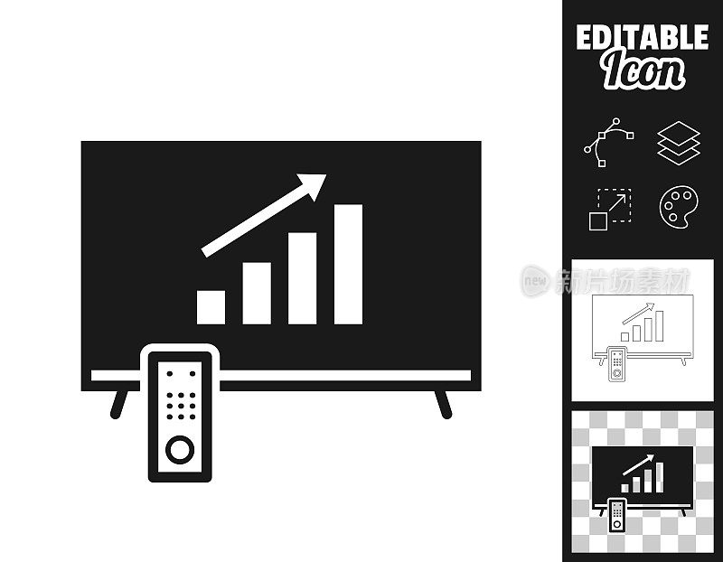 电视上的成长图表。图标设计。轻松地编辑