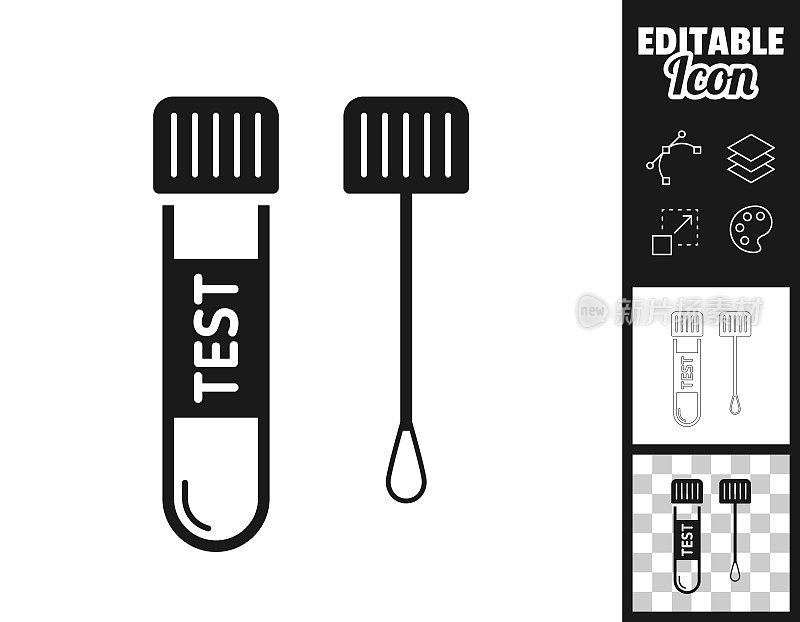 用棉签做试管。图标设计。轻松地编辑