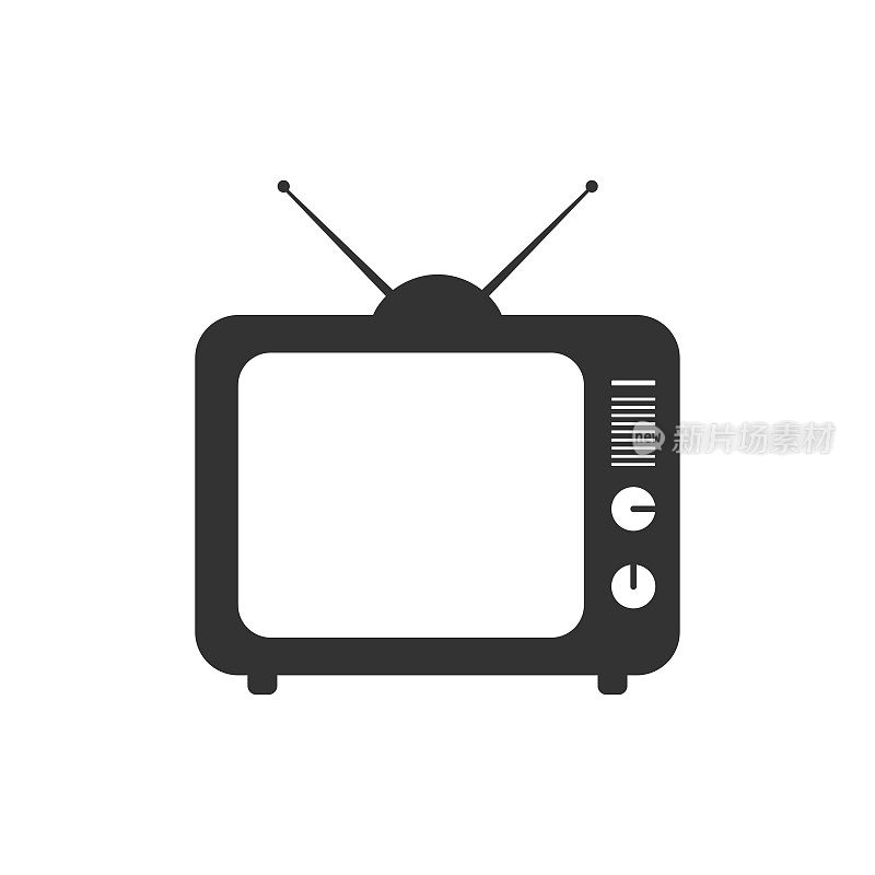 复古的电视图标。经典电视符号。符号视频通道矢量平面。