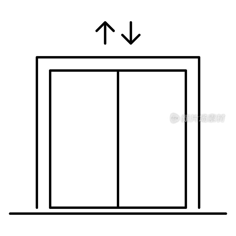 电梯电梯图标，入口标志平面设计，建筑门口符号矢量插画