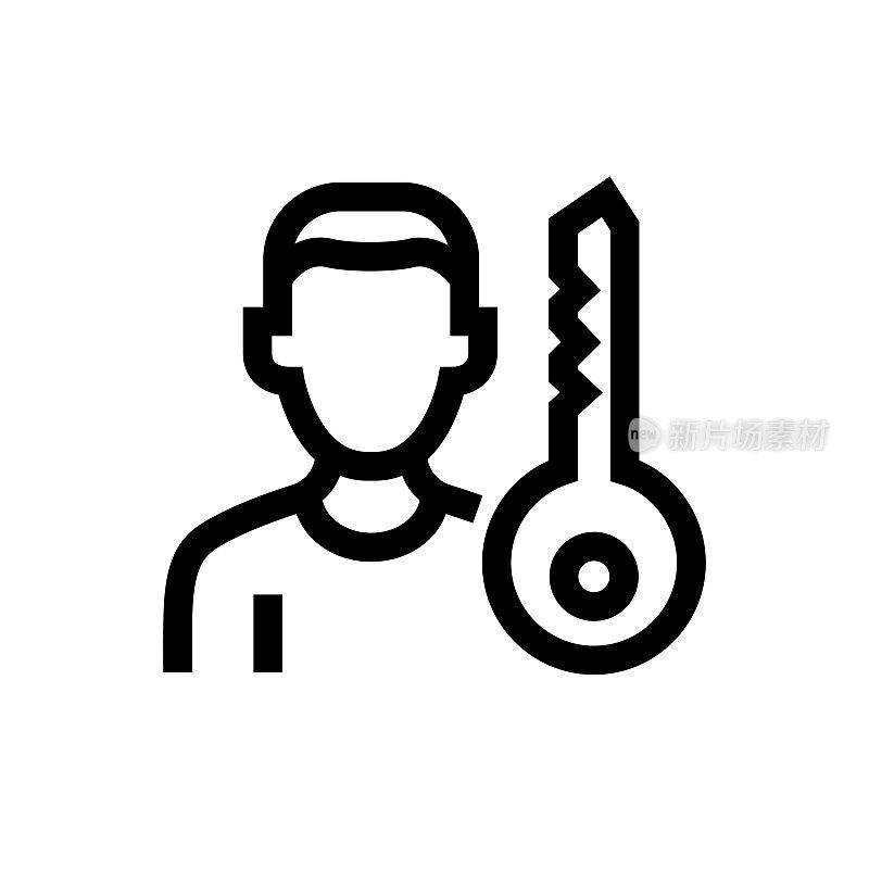 关键人物线图标,设计,像素完美,可编辑笔触。标志、标志、符号。